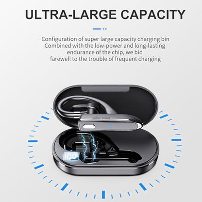 Wireless Headset Business Earpiece 70Hrs Playtime with 450mAh Charging Case Built-in Mic Noise Cancelling Headphone 5.0 Handsfree Sports Earphone for Android iOS Driving Trucker Driver Business Office - color: Black With Box