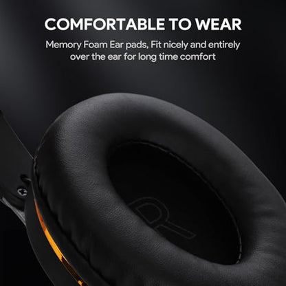 Bluetooth Headphones, Foldable Wireless Over-Ear Headphones with Hidden Mic for Cell Phone, Laptop, PC, Suitable for Music, School, Workouts, and Gaming (Black) - color: Black