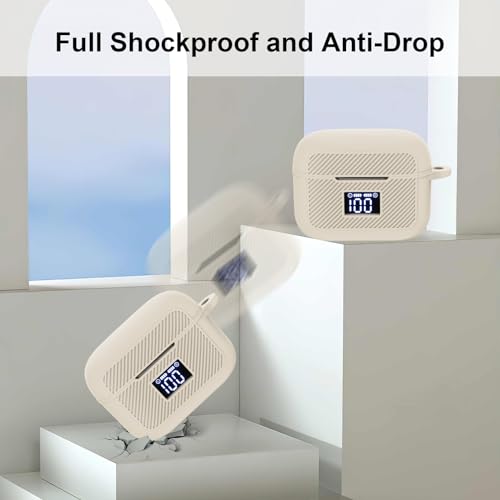Compatible with TOZO T20 Case Cover, Soft Silicone Skin Case with Keychain, Shock Absorbing and Anti-Drop Protective Case with LED Power Display for Men and Women [Front LED Visible] White - color: White