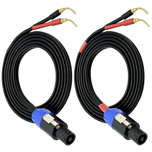 CNCESS Speakon to Flex Braided Pin Banana Speaker Cable, 12AW, 6 FT - color: 6 Feet