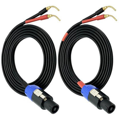CNCESS Speakon to Flex Braided Pin Banana Speaker Cable, 12AW, 6 FT - color: 6 Feet