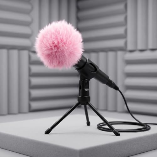 Operitacx 4pcs Furry Lapel Microphone Windscreen - Noise Reduction Wind Muff for Mini Clip-On Lavalier Mic - Compact Pink Microphone Wind Cover for Video Production