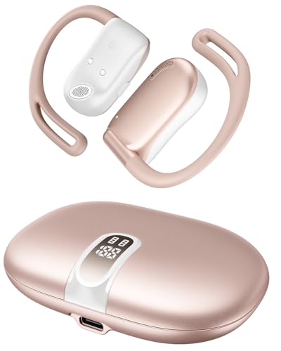 Open Ear Headphones, 48H Playtime for Workout, Gold Rose | 0.28oz Lightweight Next-Gen Bluetooth 5.4 Air Conduction Wireless Earbuds w/Extra Bass, ENC Mic, IPX5, 3 EQ Mode - color: Gold Rose
