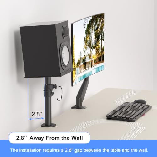 suptek Tall Clamp-on Speaker Stands Desk Mount, Height Adjustment, Tilt, Swivel, 9.6 x 8.8 Trays, Universal Audio Holders for Computer and Bookshelf Speakers, Elevated Sound, 2 Pack, Black, SDM001H - color: Black, size: 9.6 x 8.8x 18.3"(h)