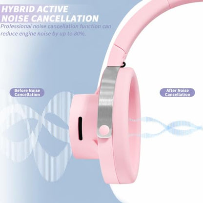 Open-Ear Headphones, 20+ Hour Playtime, Immersive Sound, Wireless Bluetooth Headphones for School, Work, Travel&Daily Use,Pink - color: Pink