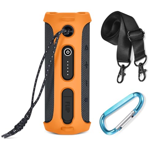 Silicone Protective Cover Frame Case Skin for JBL FLIP Essential 2 Bluetooth Speaker Shell Sleeve Hand Bag Shoulder Case Box Accessories - color: Orange