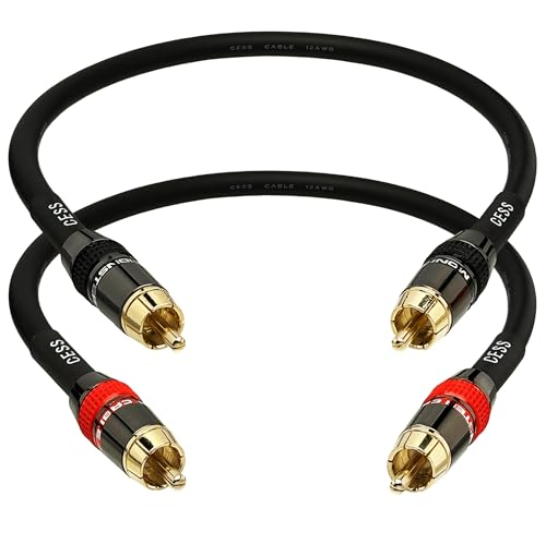 CNCESS CESS-163-1f Low Noise 12 Gauge Premium RCA Audio Line Patch Cable (1 Foot) - size: 12 inches