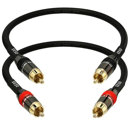 CNCESS CESS-163-1f Low Noise 12 Gauge Premium RCA Audio Line Patch Cable (1 Foot) - size: 12 inches