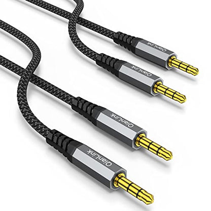 2 Pack AUX Cable,Auxiliary Cable（10ft/3m, Hi-Fi Sound）3.5mm TRS Auxiliary Audio Cable Nylon Braided Aux Cord Compatible with Car,Home Stereos,Speaker,iPod iPad,Headphones,Sony,Echo Dot,Beats (Grey) - size: 10ft