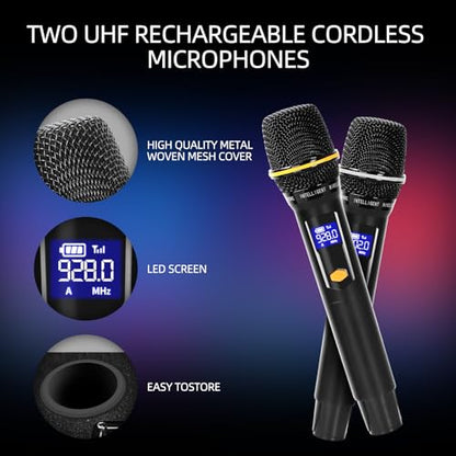 Karaoke Machine with Lyrics Display Screen for Adults, 15" Tablet | Bluetooth Speaker with 2 Wireless Mics, 1000W Peak Power, DJ Lights, Portable Karaoke System for Any Occasion - color: Black-1
