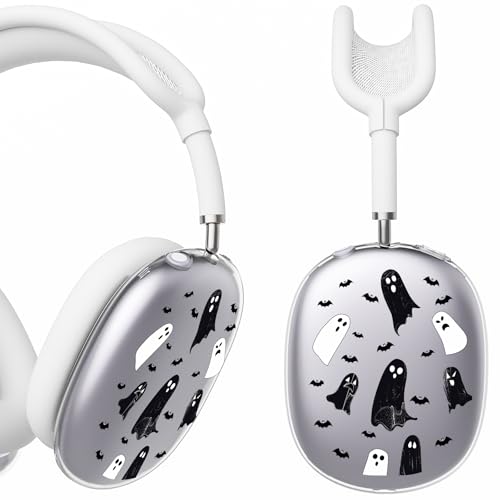 for AirPods Max Headphones Halloween Ear Covers for AirPods Max 2 | Cute Ghost Bat Clear Ear Cups Cover | White Silicone Ear Pad Case Headband Cover for Apple AirPods Max 2/1 (2026/2024/2020) - color: Ghost E/White
