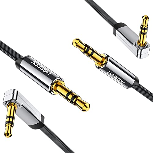 UGREEN 3.5mm Audio Cable Stereo Aux Cord 90 Degree 24K Gold Plated Male to Male 3FT Bundle with 1.5FT