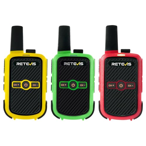 Retevis RT15 Walkie Talkies 3 Pack, Birthday Gift, Outdoor Adventure Kit | Durable, Lightweight, VOX, Key Lock, Mini Walkie Talkies for Adults, School Family Outdoor Travel Camping Hiking - color: Red Yellow Green