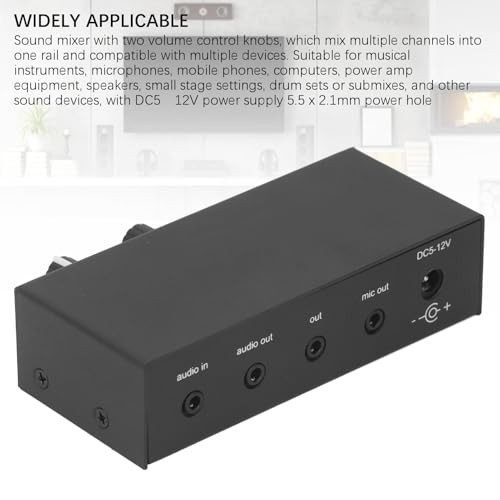 Stereo Sound Preamplifier, Professional Mic Headphone Amp Phono Turntable Phonograph Preamp with Independent Volume Control for Home Studio and Desktop Audio Systems Black