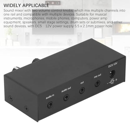 Stereo Sound Preamplifier, Professional Mic Headphone Amp Phono Turntable Phonograph Preamp with Independent Volume Control for Home Studio and Desktop Audio Systems Black
