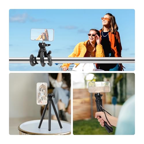 NEEWER Magnetic Flex Phone Tripod Compatible with MagSafe iPhone Android | TP33 Flexible Phone Tripod, Mini Vlog Cellphone Stand with Ball Head, for Stroller Bike Motorcycle Tube Round Objects - style: TP33