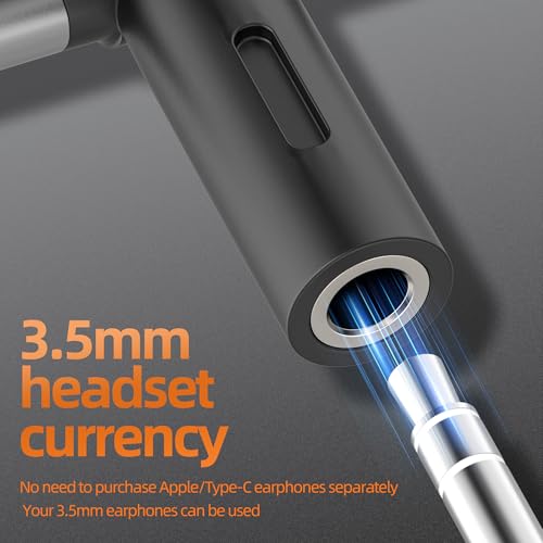 Lightning USB C to 3.5mm Headphone Jack Adapter(2in1) AUX Audio Cable Connector for iPhone16 15 14 Earphone Microphone Splitter for iPad Compatible for Samsung Android Car Auxiliary Converter
