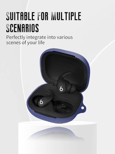 Case for Beats Powerbeats Fit Earbuds 2025 (Blue) | Soft Silicone Protective Cover with Carabiner and Lanyard, Shockproof - color: Blue