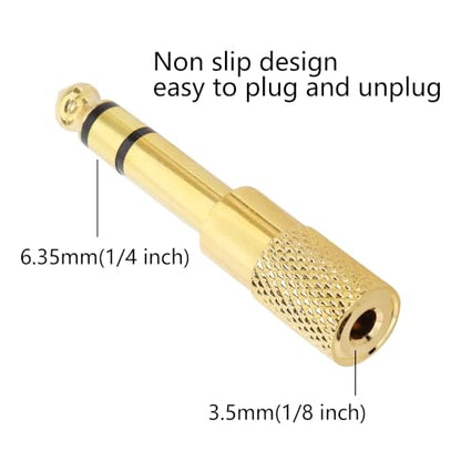 Headphone Adapter 6.35mm (1/4 inch) Male to 3.5mm (1/8 inch) Female Stereo Audio Jack Adapter for Amp Adapter, Guitar, Microphones(2 Pack)