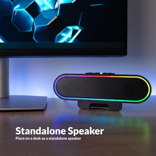 Cyber Acoustics USB Speaker Bar with LED Lights (CA-2890GX) – USB Powered Speaker Bar for PC and Mac, Dynamic LED Lights Sync to Music, Clamps to Monitors up to 1.5 Inches, Great for Music and Gaming - style: USB & LED