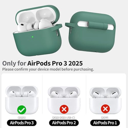 RFUNGUANGO Silicone Protective Case for AirPods Pro 3, Pine Green - color: Pro 3‑SIL‑Pine Green