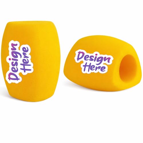 Custom Fuzzy Microphone Windscreen, Plush Foam Mic Cover with Logo or Text, Triple-Side Printable, Wind Noise Reduction, Fits Most Handheld Microphones (Yellow) - color: Yellow