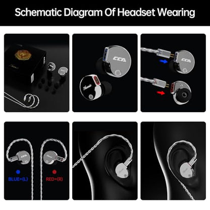 CCA Phoenix in-Ear Monitor Headphones, Dual-Magnet Dynamic Driver IEM with HiFi Clear Sound & Deep Bass, Full-Metal Professional Gaming Earbuds for Musicians, Singers, and Audiophiles(3.5mm Plug) - color: Dark-Grey, style: Without Mic,3.5mm
