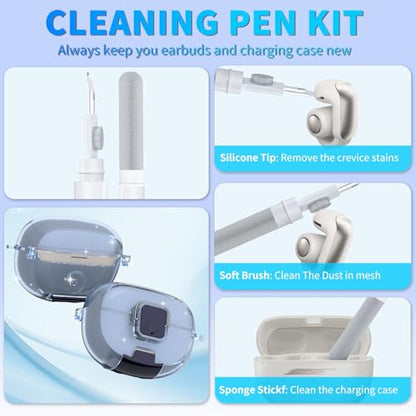 for Bose Ultra Open Earbuds Case with Secure Lock & Phone Stand, Soft TPU Shockproof Protective Clear Case for Bose Open Ear Earbuds Accessories with Cleaning Pen & Keychain (Light Blue) - color: Clear Light Blue