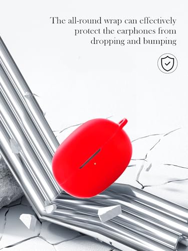 Case for EarFun Clip Wireless Open Earbuds,Soft Protective,Shockproof, BOVUGAC Silicone Case Cover with Keychain & Cleaning Kit & Lanyard-Red - color: Red