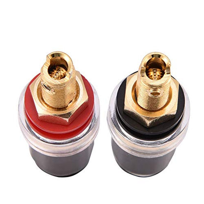 Welding Copper Terminal, 2 Pcs Copper Binding Post Terminal Black and Red 4mm Banana Plug Binding Post for Speaker