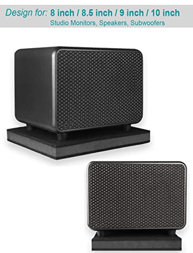 2-Pack for 8''- 10'' Studio Monitor Noise Isolation Pads Subwoofer Platform Speaker Riser 3-Layer Acoustic Stand Foam Stereo Vibration Isolation Stabilizer Base (15.5'' x 13'') - size: Large - for 8-10 inches