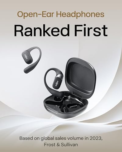 SHOKZ OpenFit 2 Open-Ear Headphones, True Wireless Bluetooth Earphones with Microphone, Black (Renewed) - color: Black