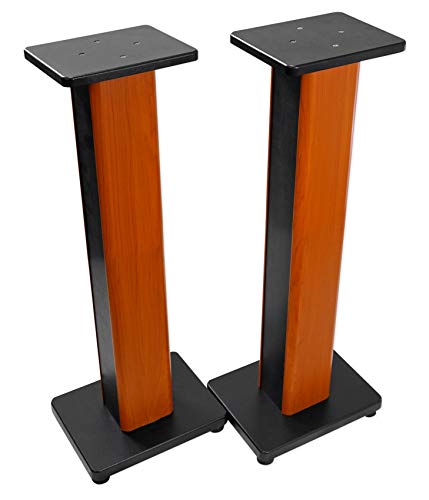 Rockville RHT28C 28" 2-Tone Bookshelf Speaker Stands Surround Sound Home Theater - color: Classic Wood