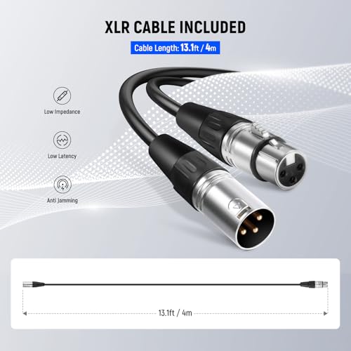 NEEWER NW-040 Cardioid Dynamic Microphone with XLR Cable, Rigid Metal Housing, Unidirectional Pickup Mic for Musical Instruments Voice Public Speech Podcast Singing PC Gaming Streaming Studio, Black