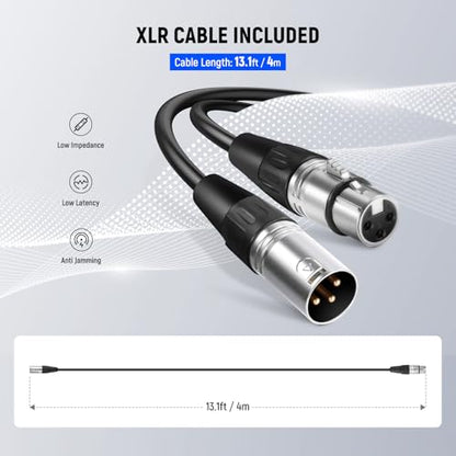 NEEWER NW-040 Cardioid Dynamic Microphone with XLR Cable, Rigid Metal Housing, Unidirectional Pickup Mic for Musical Instruments Voice Public Speech Podcast Singing PC Gaming Streaming Studio, Black