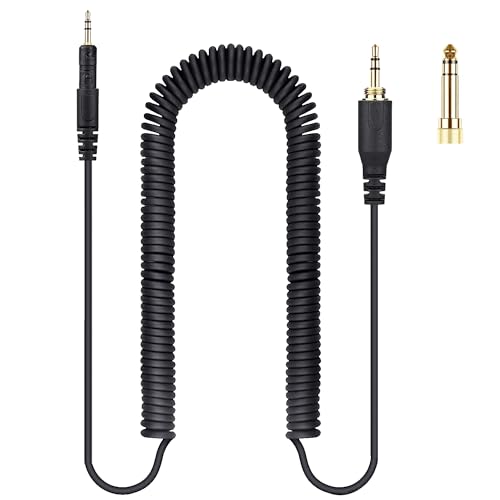 FAAEAL ATH-M50x Replacement Audio Cable,Coiled AUX Cord Compatible with ATH-M40x M60x M70x Wired Headphones with 6.35mm (1/4") Adapter 3.5mm 4.2ft-12ft