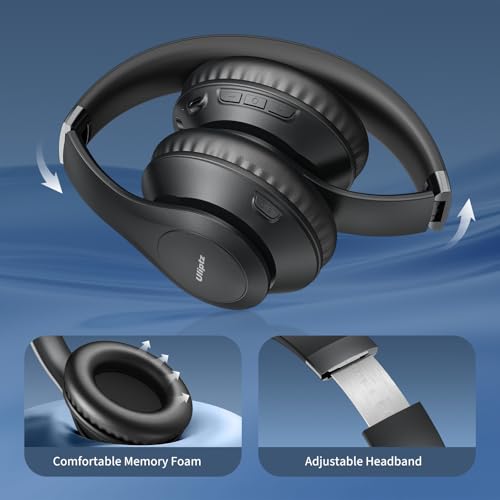 Uliptz Bluetooth Headphones Over Ear, Wireless HiFi Stereo Foldable Headset | 65H Playtime, Bluetooth 6.0, 6 EQ Modes, Built-in Mic, Deep Bass Stereo, Lightweight Design for Home, Office, Travel & PC - color: Black