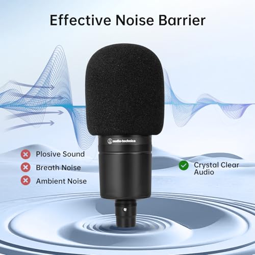 Foam & Dual-Layer Mesh Pop Filters Combo for Audio-Technica AT-2020 AT-2035 AT-2040 AT-2050 ATR2500 ATR2500X AT-4040 Microphones