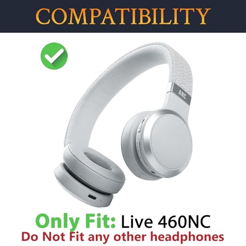 SOULWIT Replacement Ear Pads for JBL Live 460NC/Live 460 NC On-Ear Wireless Headphones, Earpads Cushions with Softer Protein Leather, Noise Isolation Foam - Grey - color: Grey