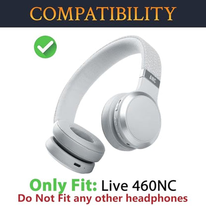SOULWIT Replacement Ear Pads for JBL Live 460NC/Live 460 NC On-Ear Wireless Headphones, Earpads Cushions with Softer Protein Leather, Noise Isolation Foam - Grey - color: Grey