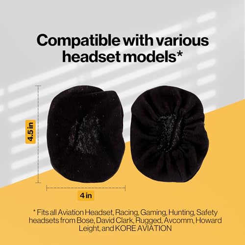 KORE AVIATION 100% Cotton Headphone Ear Covers Washable Double Knit for Aviation Headset, Gym, Training, Racing, Gaming, Hunting & Headset Ear Pads - style: 3 Pairs