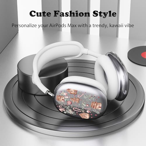for AirPods Max Headphones Christmas Ear Covers for AirPods Max 2 | Gingerbread Man Clear Ear Cups Cover | White Silicone Ear Pad Case Headband Cover for Apple AirPods Max 2/1 (2026/2024/2020) - color: Gingerbread Man B/White