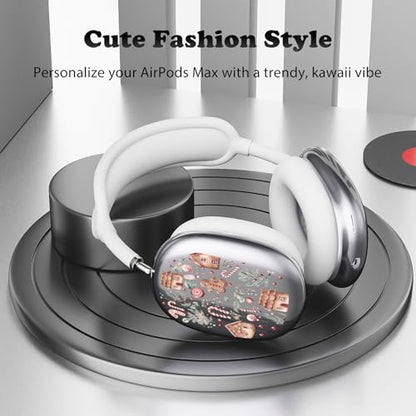 for AirPods Max Headphones Christmas Ear Covers for AirPods Max 2 | Gingerbread Man Clear Ear Cups Cover | White Silicone Ear Pad Case Headband Cover for Apple AirPods Max 2/1 (2026/2024/2020) - color: Gingerbread Man B/White