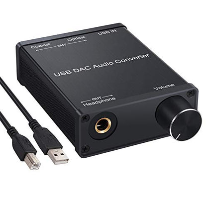 LiNKFOR USB DAC and Headphone Amplifier, Coaxial/Optical/6.35mm Headphone Output, USB to Coaxial S/PDIF Digital to Analog Converter Comaptible with Windows XP 7 10 and Mac PS4 PS3 - color: USB DAC with Amps