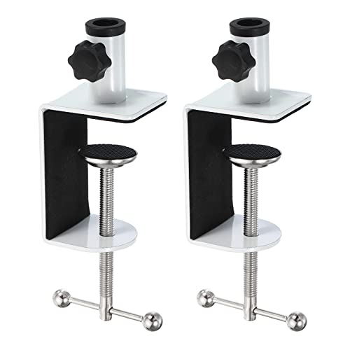 PATIKIL 0.49" Hole Dia. Desk Clamp, 2 Pcs Aluminum Alloy Universal Adjustable C-Clamp Mount Holder for Microphone Mic Arm Table Lamp, White - color: White