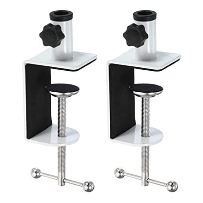PATIKIL 0.49" Hole Dia. Desk Clamp, 2 Pcs Aluminum Alloy Universal Adjustable C-Clamp Mount Holder for Microphone Mic Arm Table Lamp, White - color: White