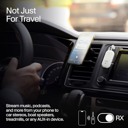 Twelve South AirFly Pro 2 Deluxe, Wireless Bluetooth Adapter, White | Pair 2 AirPods or Wireless Headphones – 3.5mm AUX Bluetooth Transmitter/Receiver for Cars, Boats, Treadmills, TVs , Airplane - color: White, style: AirFly Pro 2 Deluxe