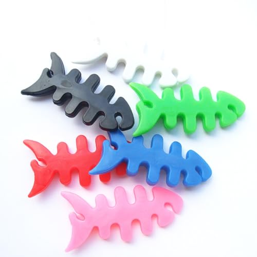 Artibetter 200pcs Fish Bone Cable Winder Silicone Earphone Line Organizer Creative Cable Storage for Home Design Random Colors
