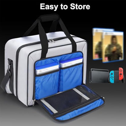 GDNasist Carrying Case Compatible with PS5/PS5 Pro/PS5 Slim, Grey - color: Grey