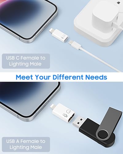 MoKo for DJI Mic Mini USB C to Lightning Adapter, Lightning to USB-A Adapter Compatible with iPhone 14/13/12/11/Wireless Microphone Receiver, Support Charging, Data Transfer, Earpods | Compatible with iPhone 14/13/12/11/Wireless Microphone Receiver, Suppo